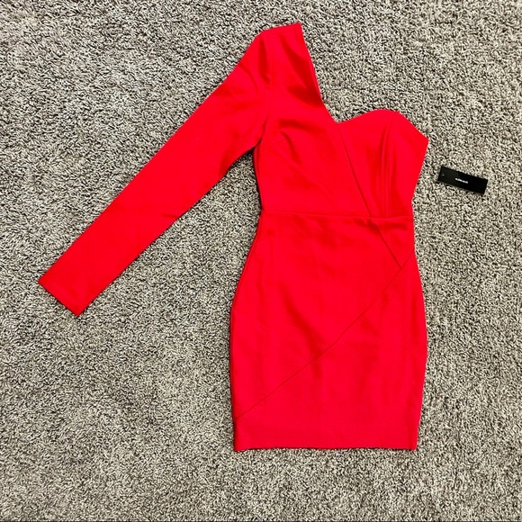 NWT Lulus one shoulder red bodycon dress, size XS - Picture 7 of 12